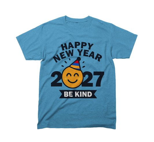 Happy New Year 2027 Smiley T-Shirt – Start Kind